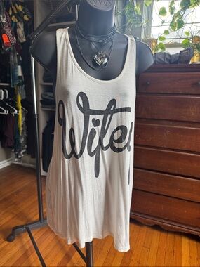 Wifey Sleeveless Scoop Neck Tank Top - Cream